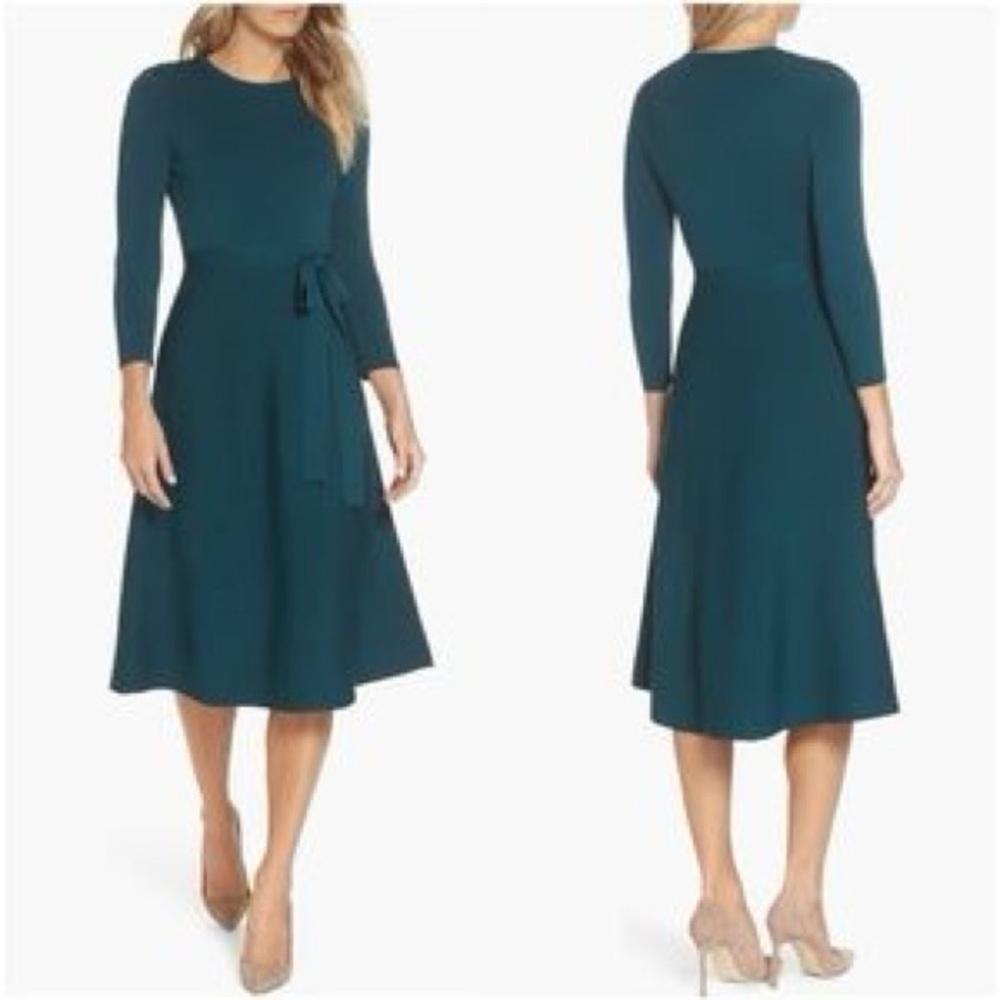 Eliza J Teal Long Sleeve Dress